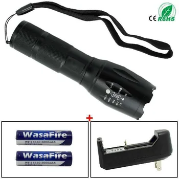 

Zoomable 5 Modes LED Flashlight T6 High Brightness 3800 Lumens Torch Bicycle Lamp with 18650 Battery+Charger for Camping Hiking