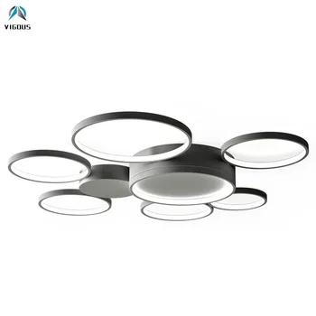 

Modern Ceiling Aluminium Round Circle Dimmable Led Chandelier Remote Control Luminaires Led Ceiling Chandelier Lamparas Fixtures