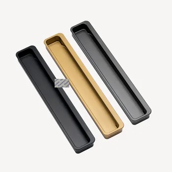 

2Pcs Aluminum Alloy Matte Black Grey Champagne Gold Furniture Cabinet Closet Sliding Door Recessed Flush Finger Pull