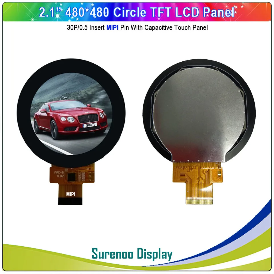 2.1" 480X480 Round Circle SPI/RGB MIPI IPS LCD Module Monitor Screen Display with FT3267 I2C Capacitive Touch Panel