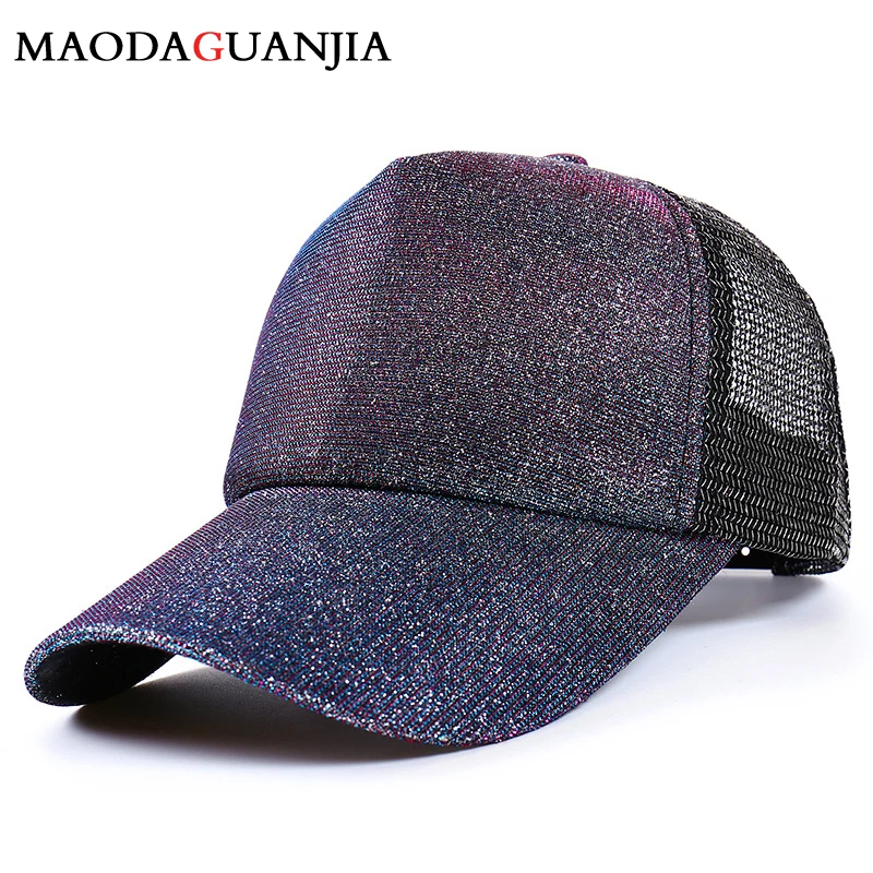 

Casual Baseball Cap Unisex Adjustable Mens Women Cap Shiny Gradient Color Hat Multi Color Sport Caps Couples Mesh Hat for Adult