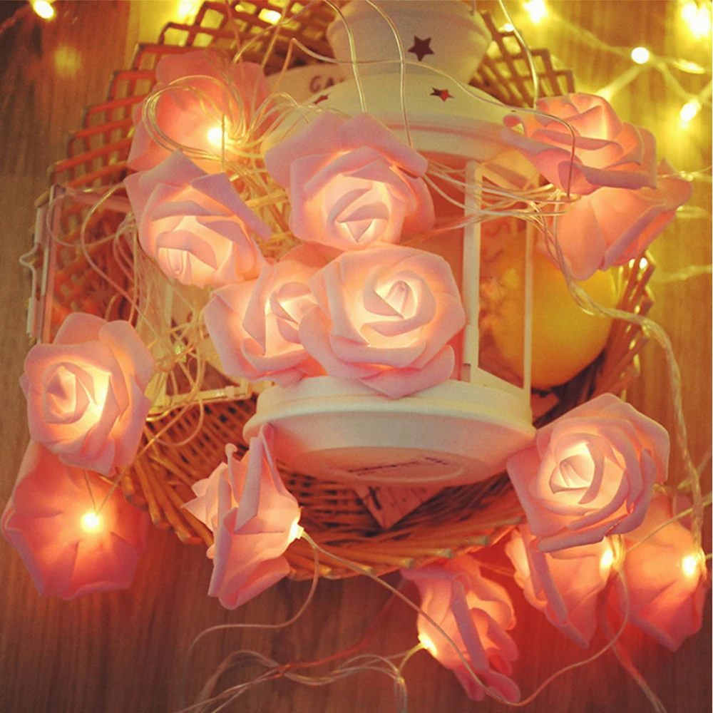 Guirlande lumineuse à 10led, 1.5M, blanc, Rose, rouge, Rose, fleur