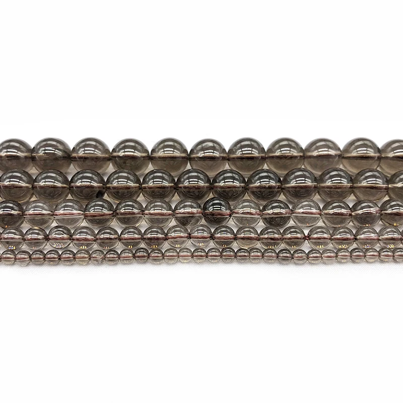 Loose Stone Beads Smoky Quartzs Stone 4 6 8 10 12mm Round Beads For Jewelry Making DIY Charm Glass Bracelet Crystal Perles 15''