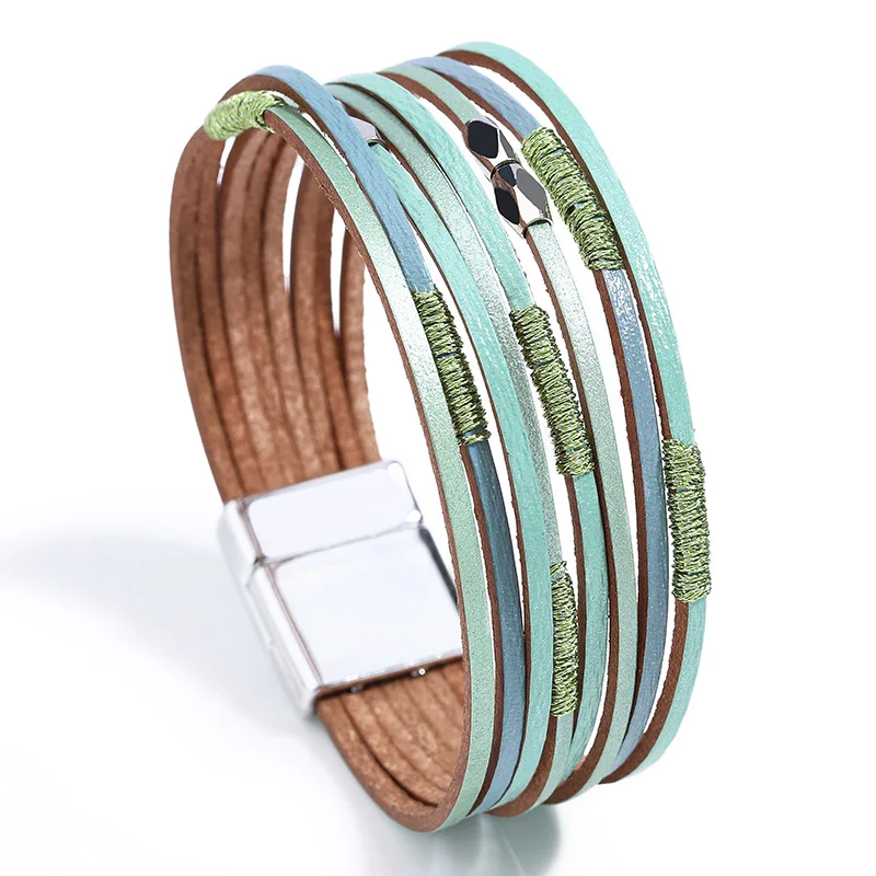ZG Boho многоцветный браслет Pulseira Masculina Pulseras Mujer Moda Bransoletki Damskie - Окраска металла: Green