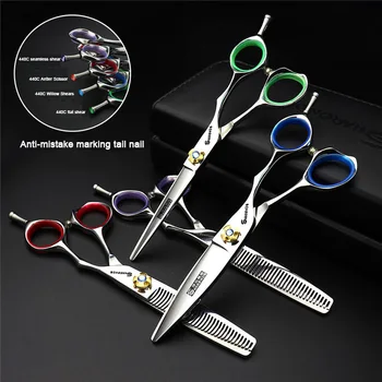 

Pet Scissors Stainless Steel 440C Hairdressing Scissors Kit Seamless Teeth Scissors With Hairstylist Special Fat Cut