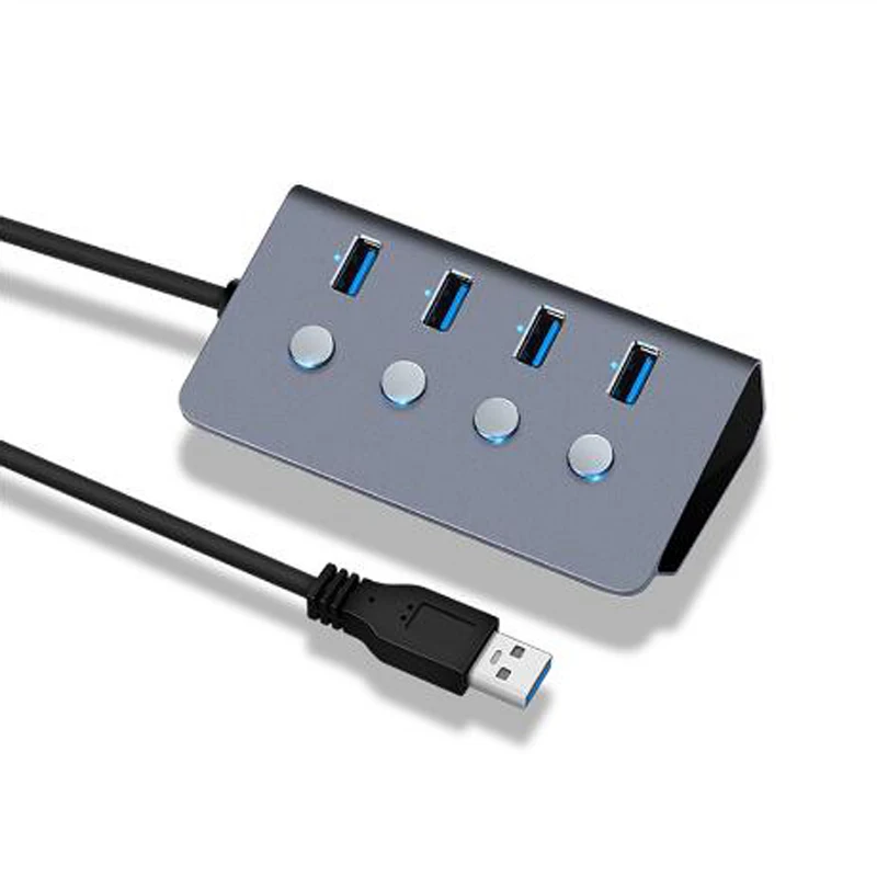 Usb-концентратор из алюминиевого сплава 4 порта USB 3,0 концентратор до 5 Гбит/с мульти-переключатель подуправления usb-разветвитель Для iMac MacBooks настольный ноутбук ПК
