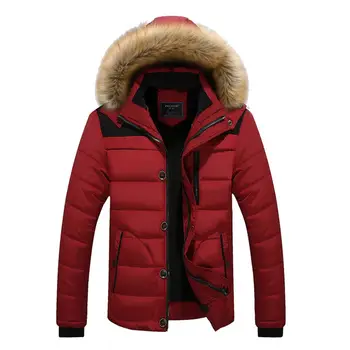 

Winter Jacket Men Plus Size Thick Warm Parka Fleece Casual Fur Hooded Jacket Coat with Pocket Windbreaker Outerwear