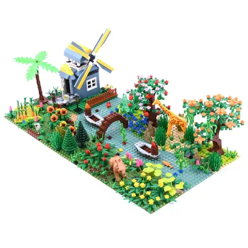 

Small Particles Building Blocks European Rainforest Tree House Idyllic Scene In Greece Model With 2Pcs Baseboard Educational Toy