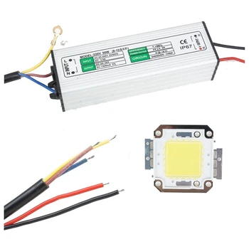 

50W LED Driver Waterproof IP67 Power Supply High Power Adapter + 50W LED Chip Bulb Energy Saving For DIY Daylight