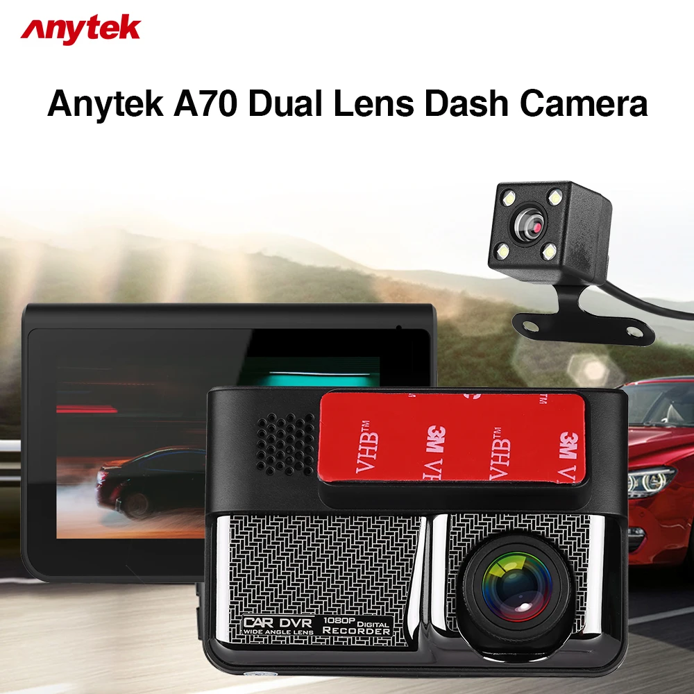 Автомобильный видеорегистратор Anytek A70 FHD 1080P 3 дюйма сенсорный экран ночное