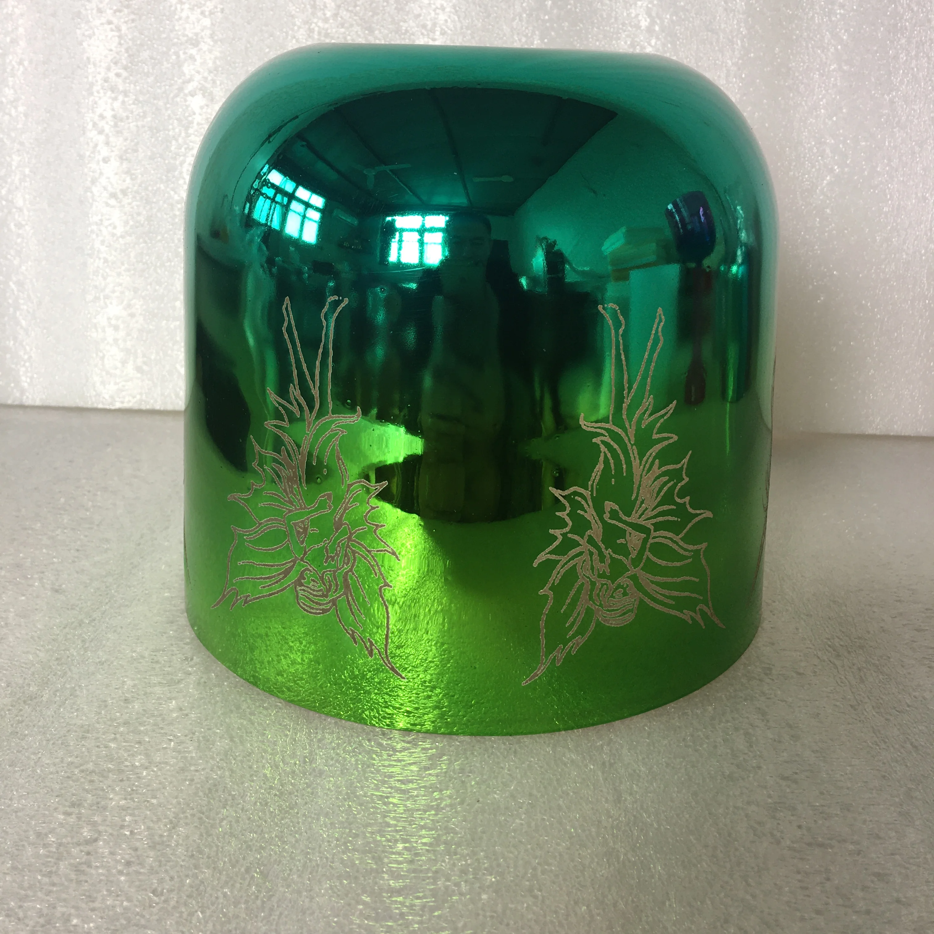 

3-я Октава F note идеальный шаг смешанный зеленый цвет хрустальная Поющая чаша с гравировкой «Лошадь и паром» 432 Гц