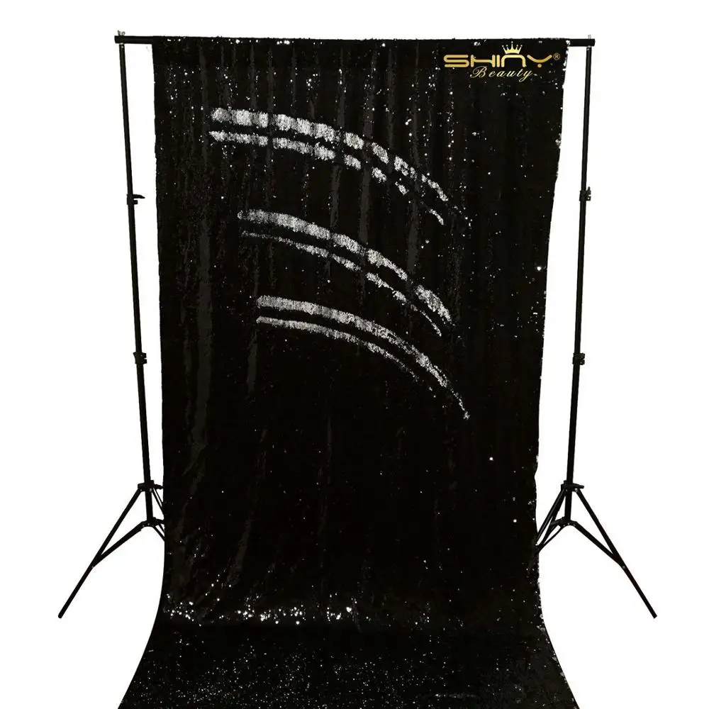 

Sequin Curtains 2 Panels 3FTx6FT Black Backdrops For Photography Black to Silver Mermaid Sequin Fabric Backdrop Show Curtain Set