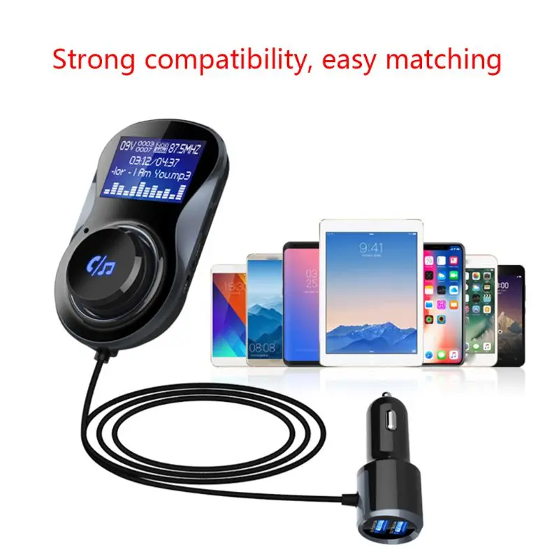 Bluetooth Hands-free FM модулятор стерео автомобильный mp3-плеер адаптер fm-передатчик Поддержка TF для iPhone XS 8 7 и android