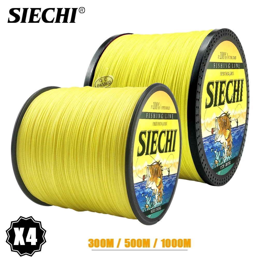 

SIECHI 4 Strands 300M 500M 1000M 12-83LB PE Yellow Braid Fishing Line Sea Fishing Weave Super Strong Threads