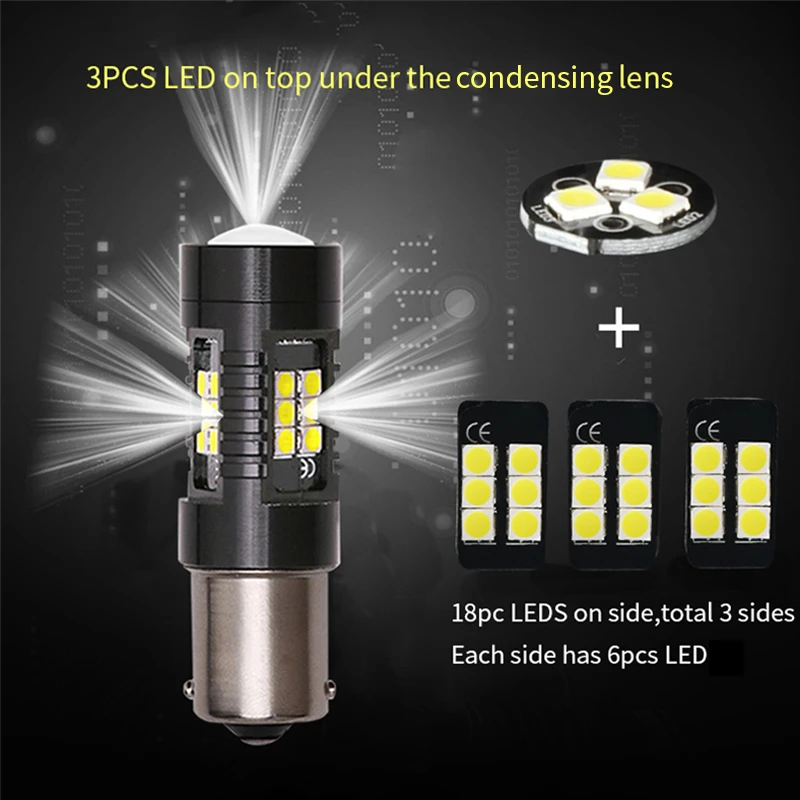 Canbus  LED  õ,   1156, BAU15S PY21W, BA15S 1157 BAY15D P21 5W 3157 T20 7443 LED , 12V 24V, 2 