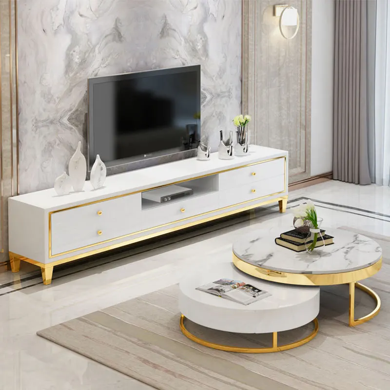 Easyliving 2019 Новый мраморный журнальный столик из нержавеющей стали простой