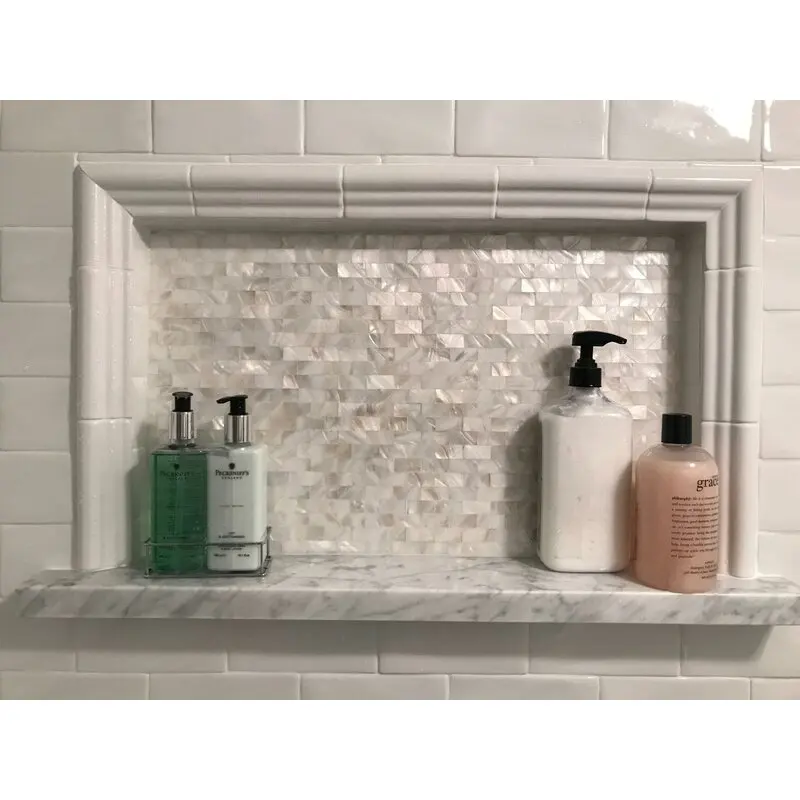 12 x 12 White Brick Art3d 6-Pack Peel and Stick Mother of Pearl Shell Tile for Kitchen Backsplashes