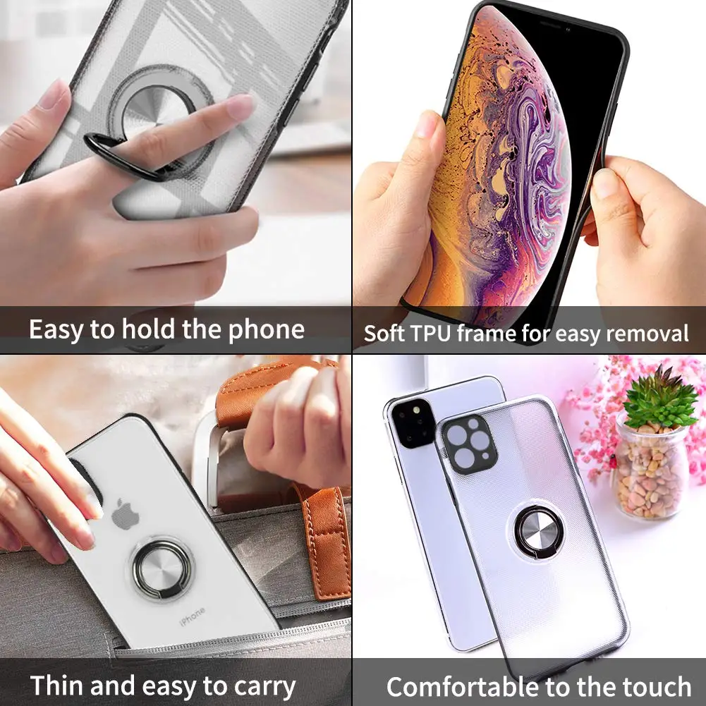 Чехол для iPhone 11 Pro XS MAX XR X 8 7 Plus магнитное автомобильное кольцо-держатель на палец Роскошный прозрачный силиконовый бампер адсорбционная крышка