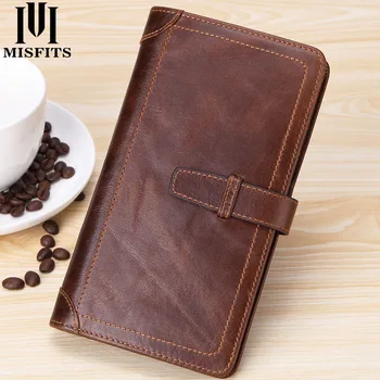 

MISFITS 2020 Famous Brand Men Wallets Genuine Leather Coin Purse Male Men Hasp Vintage Cards Wallet High Quality Clutch Wallets