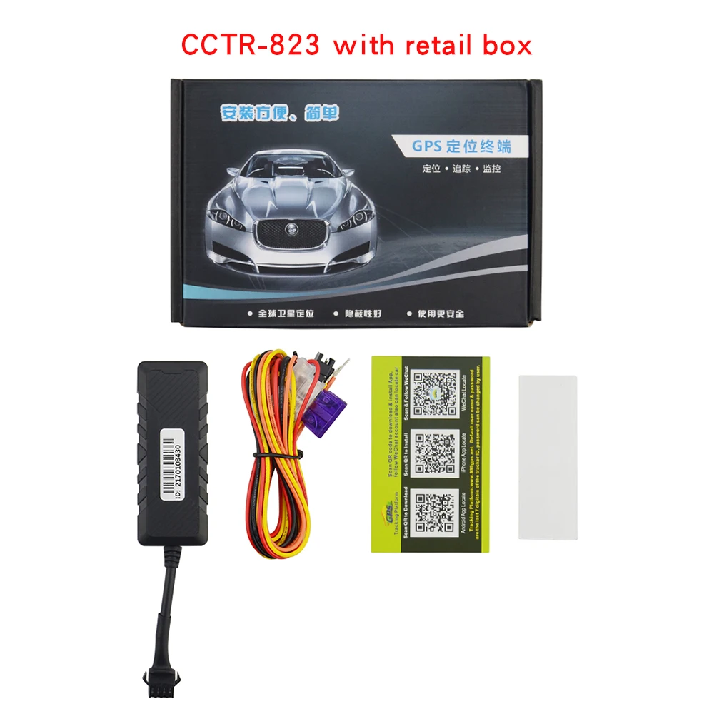 black with box Супер мини-автомобиль gps трекер gps-устройство слежения CCTR-823 9-90VDC рабочее напряжение Встроенный датчик удара для автомобиля движение шок сигнализация - Цвет: black with box