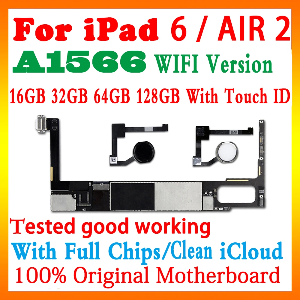 Оригинальная логическая плата A1566 для ipad 6 air 2 материнская с touch ID Wifi версия