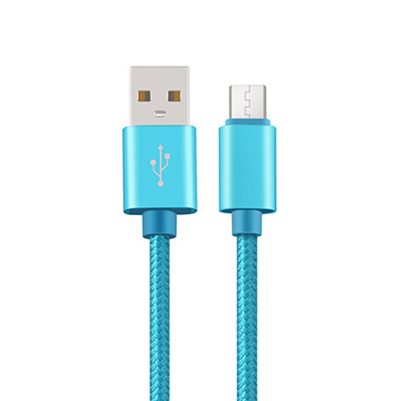 Кабель Micro USB, 1 м, 2 м, 3M, шнур для быстрой зарядки и передачи данных, зарядное устройство, адаптер для samsung, Xiaomi, huawei, Android Phone, Microusb, кабели для зарядки - Цвет: Blue