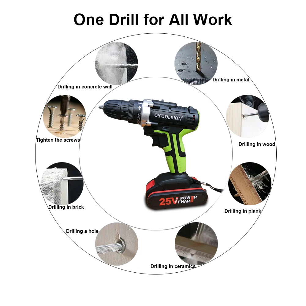 25 в ударная электрическая отвертка литиевая батарея электрический молоток дрель Электрическая Дрель ударная отвертка электроинструменты для дома DIY