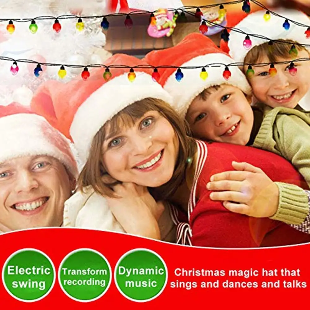 

Electric Christmas Hat Red Velvet Christmas Music Swing Hat Christmas Innovative Decoration Supplies Xmas Cap For Santa Claus