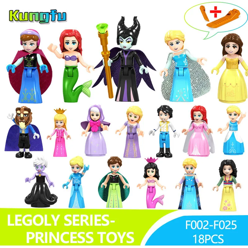 

20pcs/lot Princess Series Fairy Godmother Maleficen Compatible Legoings Princess Building Blocks Figures Toys Bulk Specials