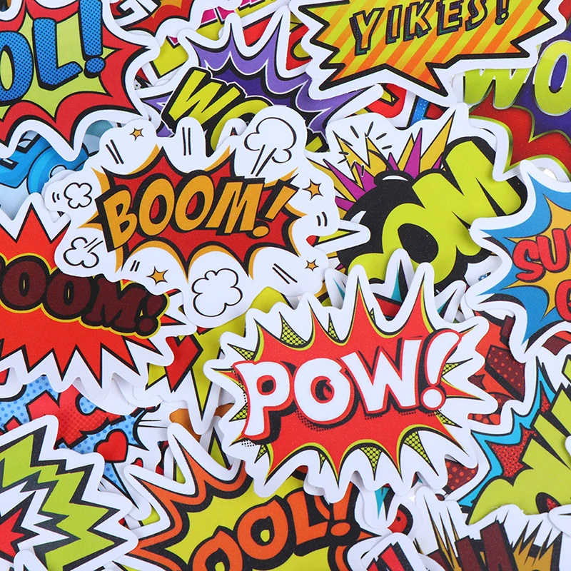 50 шт./упак. Сделай Сам наклейки со словами Упс бум WOW POW граффити наклейки для ноутбука СКЕЙТБОРД гитара холодильник Водонепроницаемый наклейки