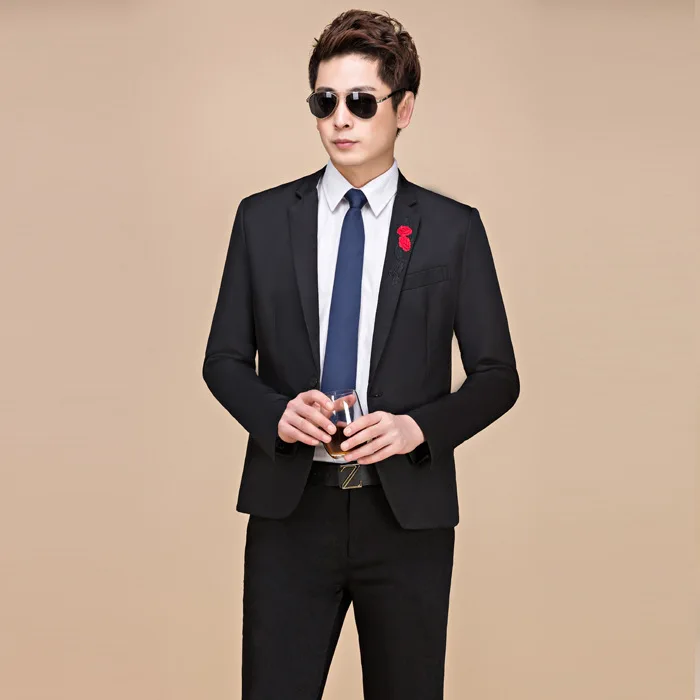 Studio Nightclub Host Barber Hair Stylist Suit Embroidered Rose Korean-style Slim Fit Men'S Wear Fashion Studio Nightclub Host Barber Hair Stylist Suit Embroidered Rose Korean-style Slim Fit Men'S Wear Fashion