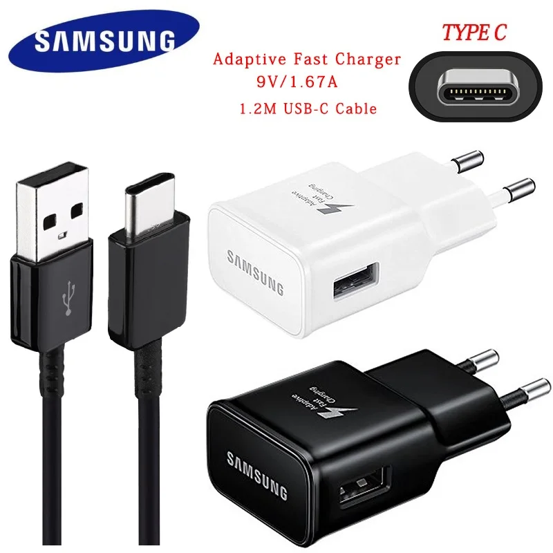 

Original Samsung Adaptive S10 Fast Charger USB Quick Adapter 1.2/M TYPE C Cable For Galaxy A50 A30 A70 S8 S9 Plus Note 8 9 10