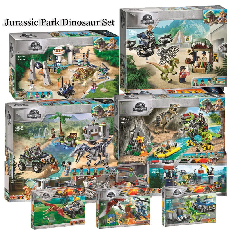 

New Building Blocks Dinosaurs Figures Jurassic Park World Bricks Tyrannosaurus Rex I-rex Kids Toy Christmas Gifts