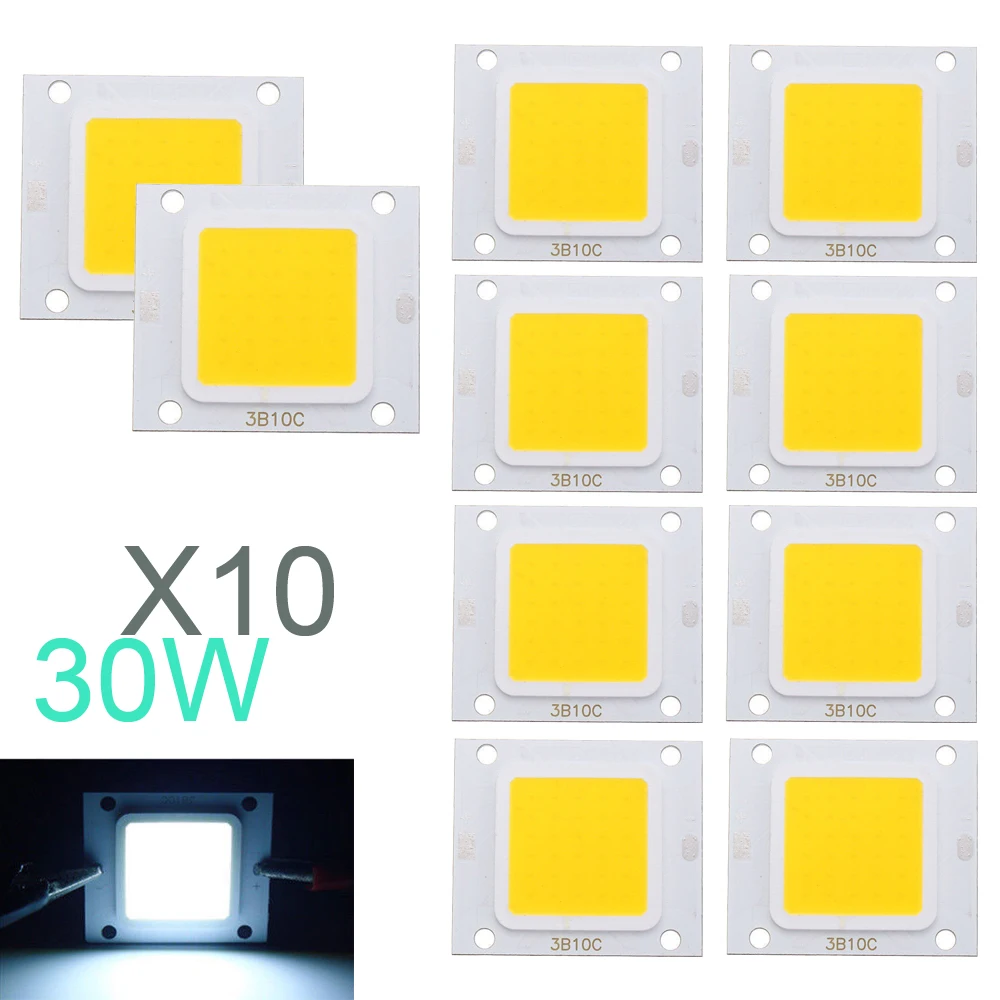 

10pcs LED Chips DIY Cool White High Power Lamp 30W Light Bulb COB for Flood Light