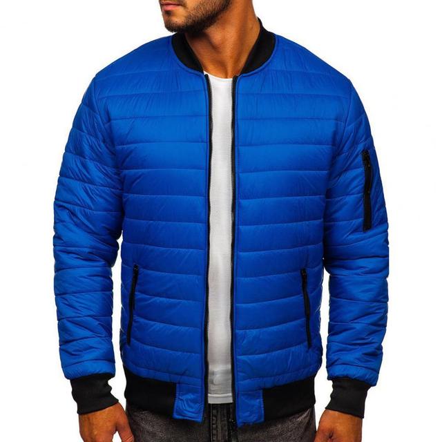 Men's Jacket For New Year 2022 Zip-up Lightweight Solid Color Padded Thick Warm Winter Jacket for Daily Wear