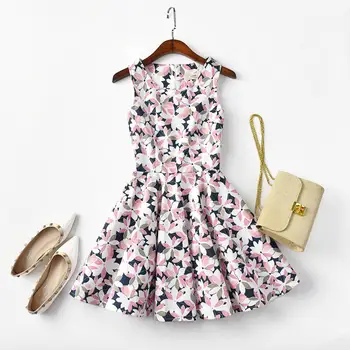 

Summer Dress Women Vestidos Floral Print Sleeveless Vintage High Waist Sexy Dress Boho A-line Beach Party Dress Sundress Q2305