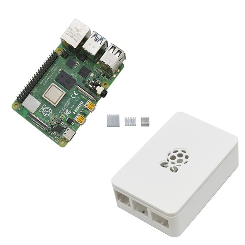 Для Raspberry Pi 4 Модель B 2G ram ABS чехол с серебряными радиаторами Поддержка 2,4/5,0 ГГц Wi-Fi Bluetooth 5,0 для RPI 4 DIY Kit