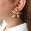 AENSOA Wholesale Metal Gold Flower ZA Big Earrings For Women 2022 New Arrival Fashion Statement Earrings Jewelry For Women Gift ► Photo 3/6