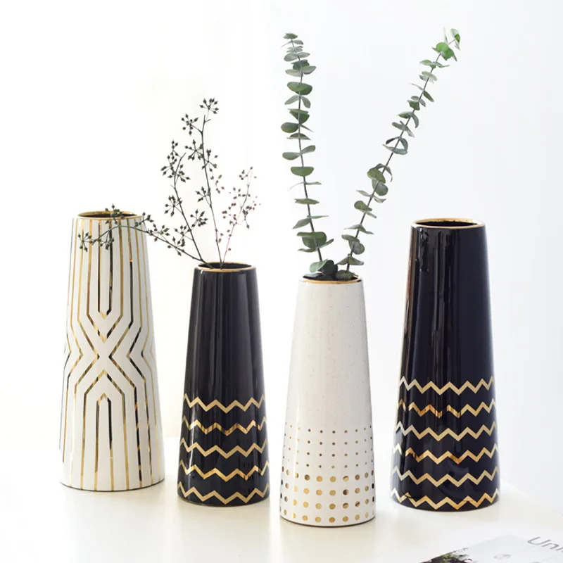 

Light Luxury Modern Ceramics Vase Living Room Dining Table Flower Decoration Vase Decoration Modern Home Decor