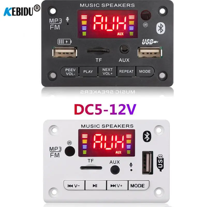 Kebidu 5V 12V Modulo Scheda Di Decodifica Mp3 Bluetooth 5.0 Wireless Car Usb Lettore Mp3 Slot Per Schede Tf Usb Fm Con Microfono Vivavoce
