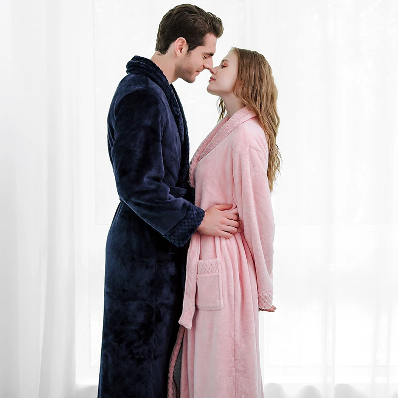 Aolamegs Men Bathrobe Flannel Night Gown Soft Long Open Sleepwear Cozy Warm Advanced Homewear Baggy Style Couple Pajamas Winter Aolamegs Men Bathrobe Flannel Night Gown Soft Long Open Sleepwear Cozy Warm Advanced Homewear Baggy Style Couple Pajamas Winter