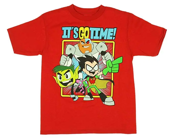 

Teen Titans It's Go Time Red Cotton T-Shirt