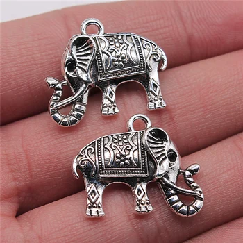 

WYSIWYG 4pcs/lot 20x24mm Double Sided Thai Elephant Charms Pendant For Jewelry Making Antique Silver Color Jewelry Accessories