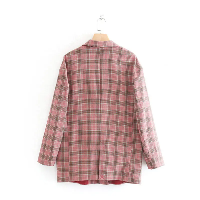 

86cp-9516 Europe And America WOMEN'S Dress 19 Spring And Autumn New Style Retro Literature And Art-Style Double Breasted Plaid S