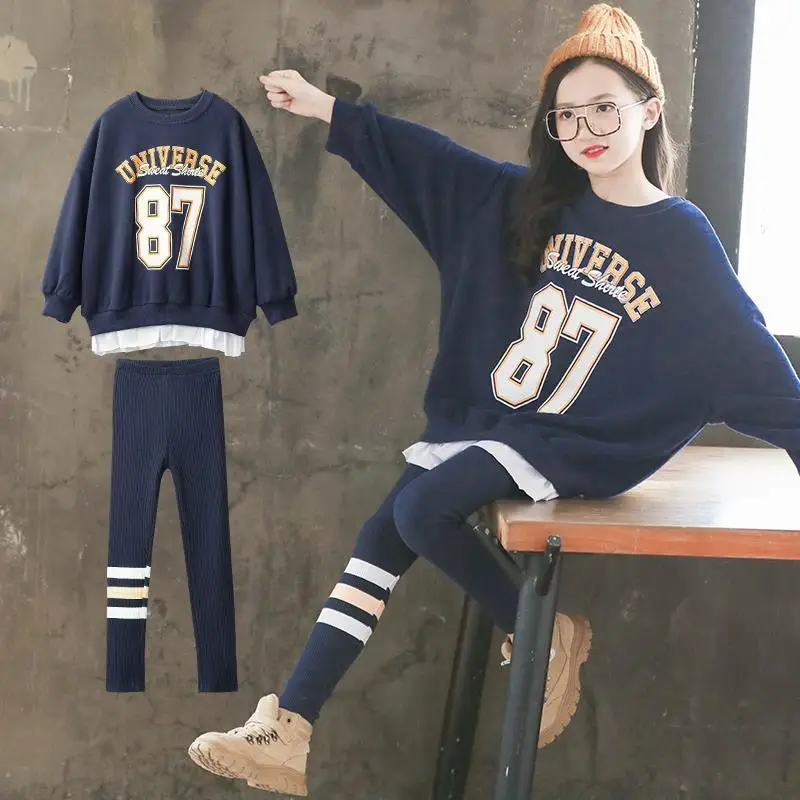

Girls Spring Clothing Kids Sport Sets New Style Spring Children Fashion Big Kids Coat +pant 2pc sets 4-12 Ages girls clothes