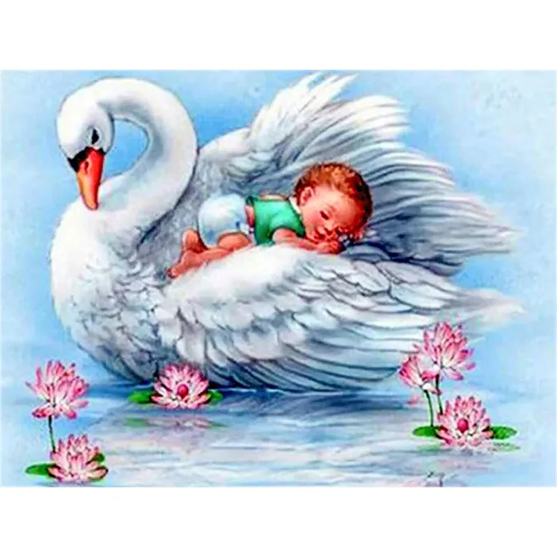 Full 5D DIY Diamond Painting Baby Sleeping Embroidery Swan Animal Picture Lotus Handcrafts Crystal Home Decor Gift Z63 | Дом и сад