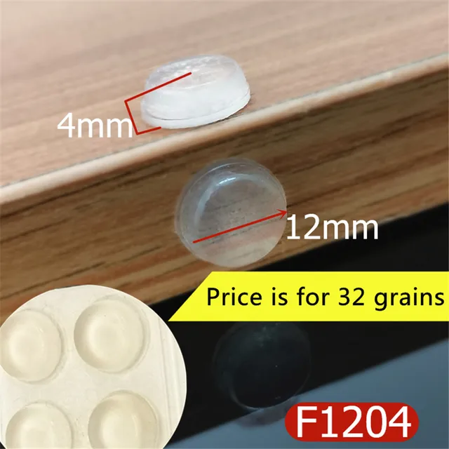 Cabinet Door Bumper Of Various Size Of Silicone Material For Kitchen Cabinet Self-adhesive Damper Pad For Door Stopper F1204 x 32 grains