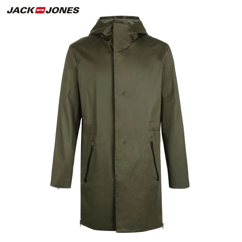 JackJones Осенняя мужская ветровка куртка длинное пальто Тренч мужская одежда 218321504 - Цвет: Utility Green