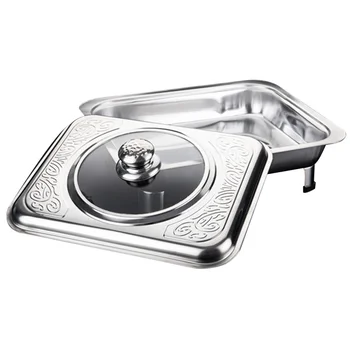 

1Pc Safe Thickened Food Holder Stainless Steel Food Tray Flat Square Tray