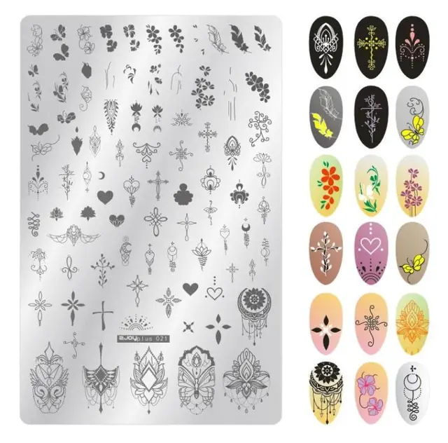 Big Size 9.5*14.5cm Nail Stamping Plates Flower/geometric shaped nail art template for DIY nail art decoration plate tools PLUS21